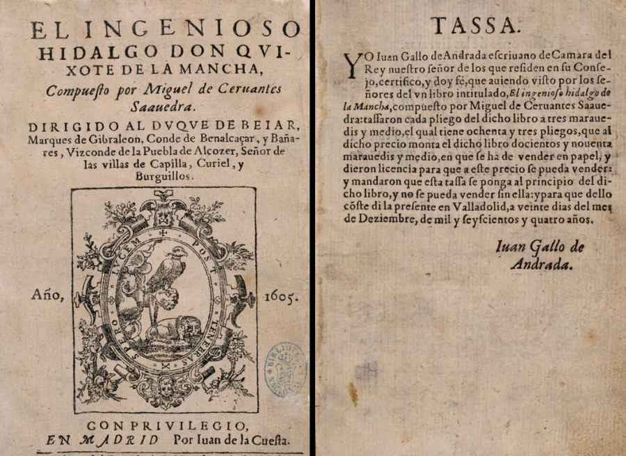 El Quijote, siglo XVII, impreso por Juan de la Cuesta